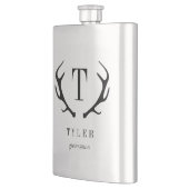 Modern Antler Personalized Bridal Party Gift Flask (Left)