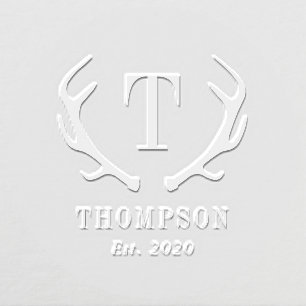 Modern Antlers Custom Embosser Monogram Initial