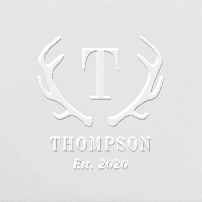Modern Antlers Custom Embosser Monogram Initial (Design)