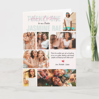 Modern Any Age Birthday | 7 Photo Collage Card