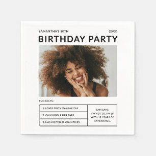 Modern Any Age Birthday Party Photo Fun Facts Napk Napkins