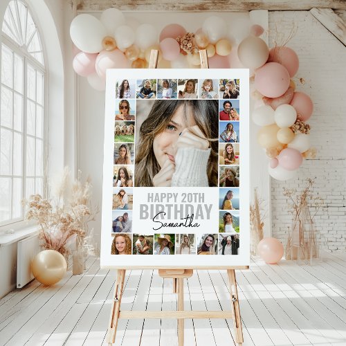 Modern Any Age Custom Collage  Photo Birthday Foam Board