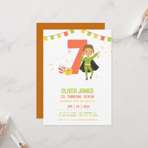 Modern any age Superhero boy birthday  Invitation