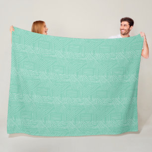 Modern Any Color Mint Retro Geometric Pattern Fleece Blanket