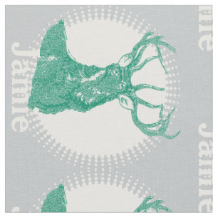 Modern Any Color Personalized Emerald Deer Fabric