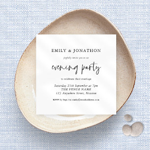 Modern Any Color Script Wedding Evening Party Invitation