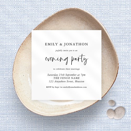 Modern Any Color Script Wedding Evening Party Invitation