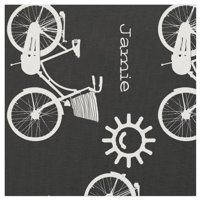 Modern Any Color Sunshine Bicycle Personalized Fabric (Close Up)