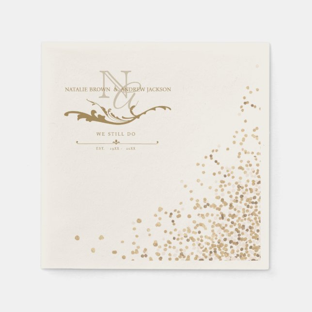 Modern ANY couple Anniversary Monogram Napkin (Front)