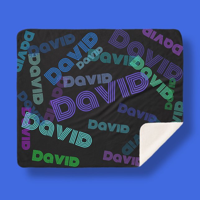 Modern, any name collage | blues, purples & greens sherpa blanket (Creator Uploaded)