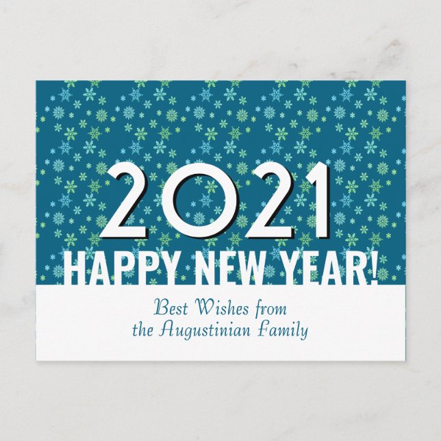 Modern ANY YEAR Snowflakes Happy New Year | 2021 Postcard (Front)