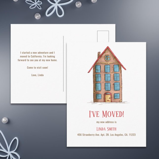 Modern Apartment Building Moving Announcement Postcard (Modern Apartment Building Moving Announcement Postcard)