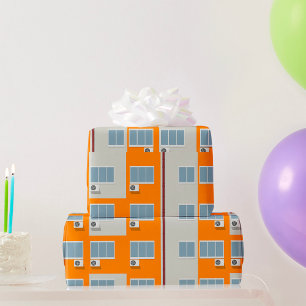Modern Apartment Building with Air Conditioners Wrapping Paper