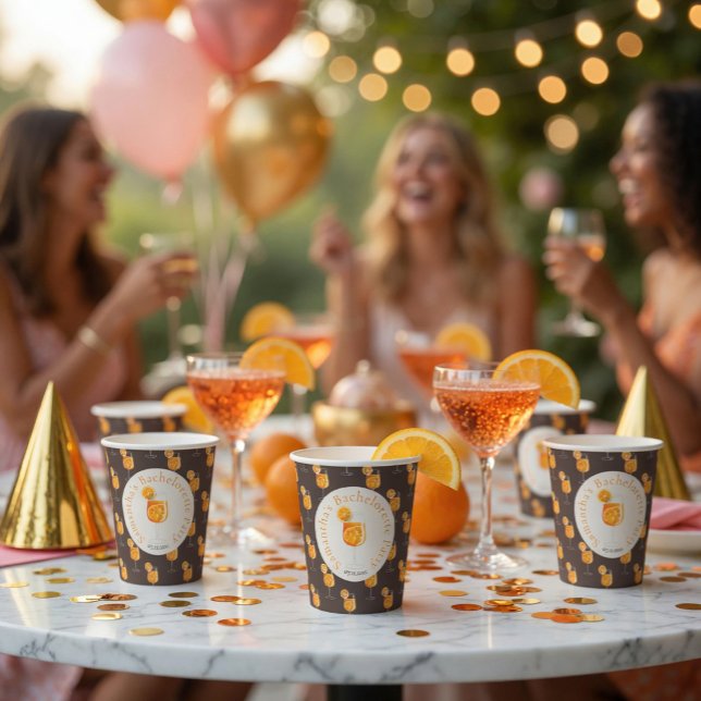 Modern Aperol Spritz Bachelorette Party Paper Cup (Creator Uploaded)