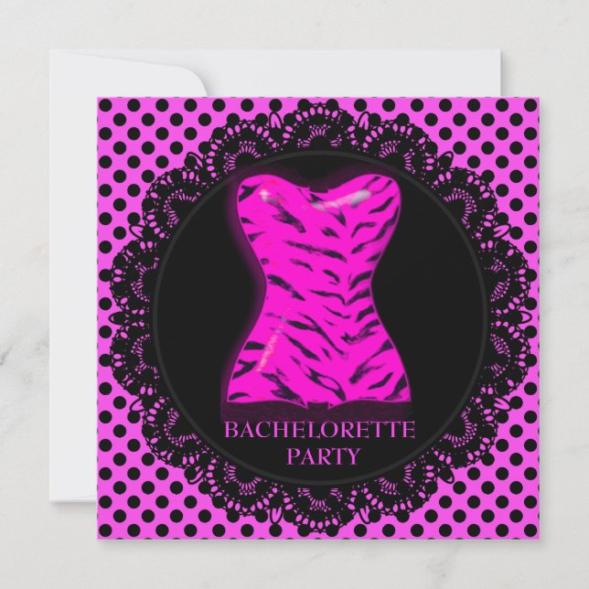 MODERN APINK POLKA DOT BACHELORETTE PARTY INVITE (Front)