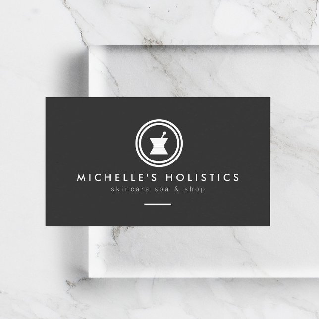 Modern Apothecary Holistic Medicine Dark Gray Business Card (Creator Uploaded)