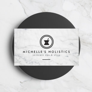 Modern Apothecary Holistic Medicine White Marble Business Card