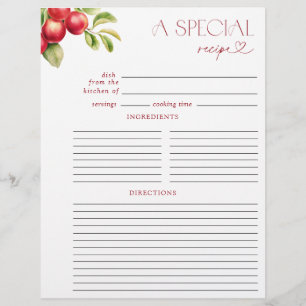 Modern Apple Bridal Shower Recipe Binder Page