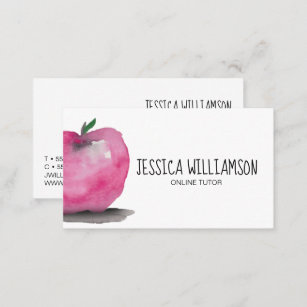 Modern Apple Customizable Online Tutor Teacher Business Card