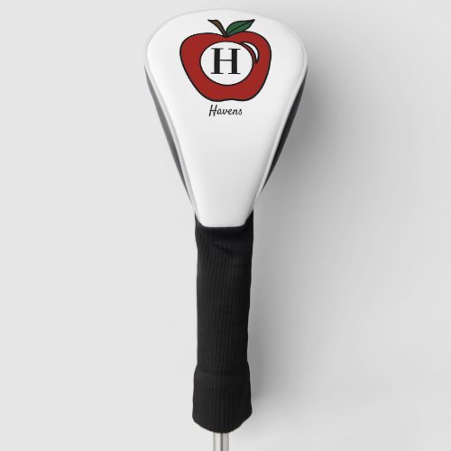 Modern Apple fruit monogram Golf Head Cover