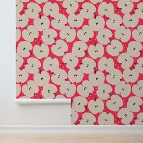 Modern Apple Fruit Red Pattern Wallpaper