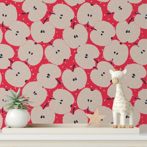 Modern Apple Fruit Red Pattern Wallpaper