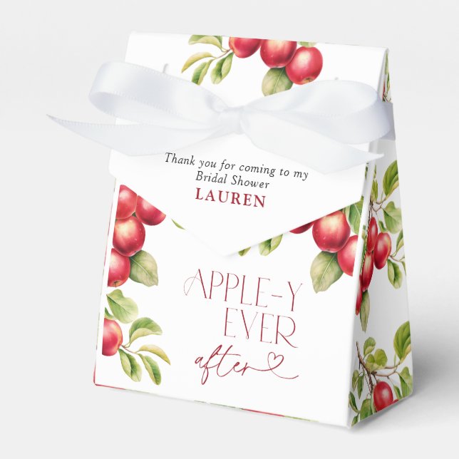 Modern Appley Ever After Apple Bridal Shower Favor Boxes (Front Side)