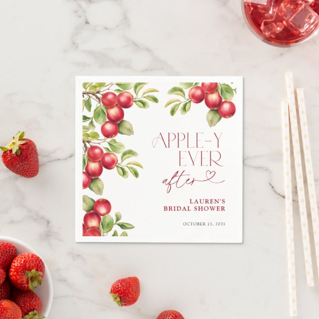 Modern Appley Ever After Apple Bridal Shower Napkins (Insitu)