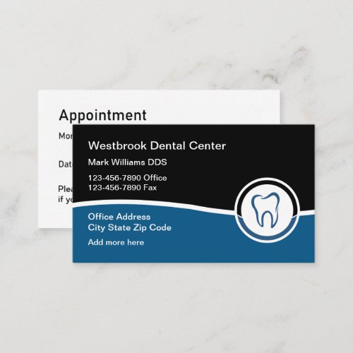 Modern Appointment Dentist Business Cards