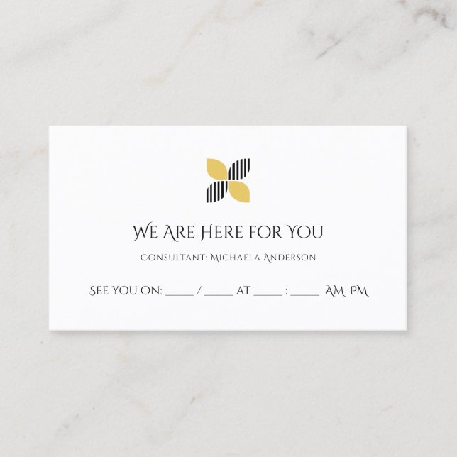 Modern Appointment Reminder Chic Black Gold Logo (Front)