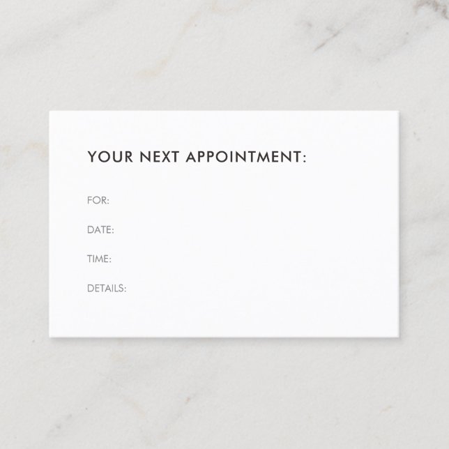Modern Appointment Reminder Minimalist Template Card (Front)