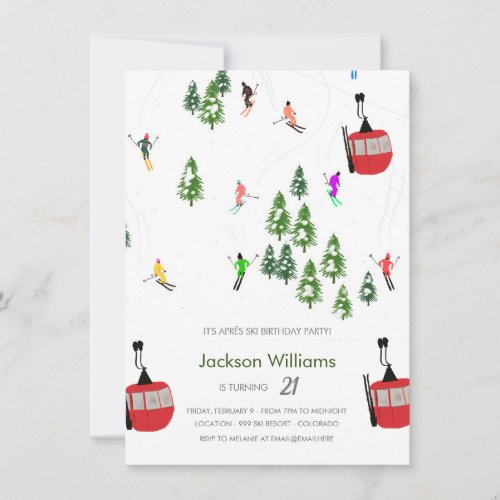 Modern Aprs Ski Skiing Birthday Invitation