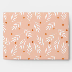 Modern Apricot Pink Floral Leaves Pattern Envelope