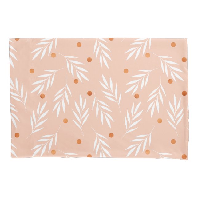 Modern Apricot Pink Floral Leaves Pattern Pillow Case (Front)
