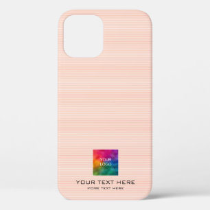 Modern Apricot Stripes Template Business Logo iPhone 12 Case