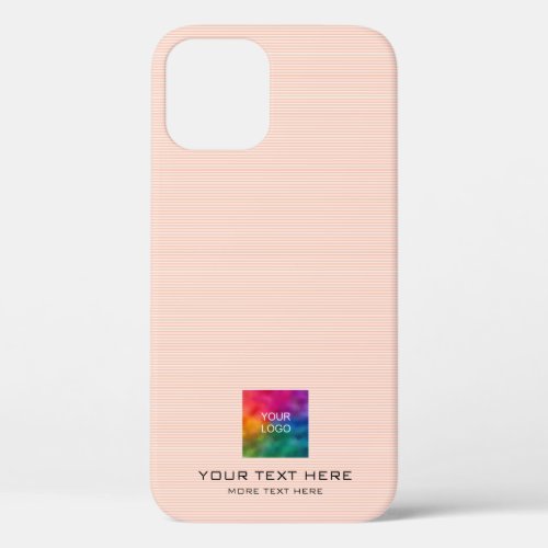 Modern Apricot Stripes Template Business Logo iPhone 12 Case