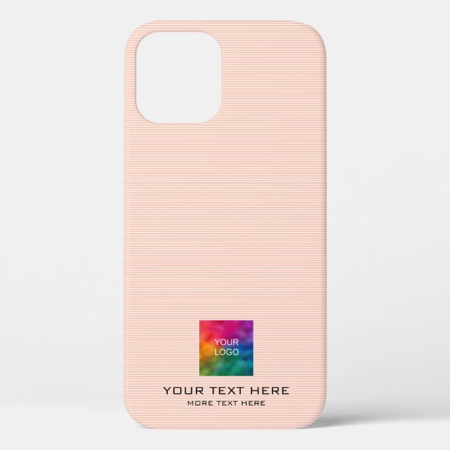 Modern Apricot Stripes Template Business Logo Case-Mate iPhone Case (Back)