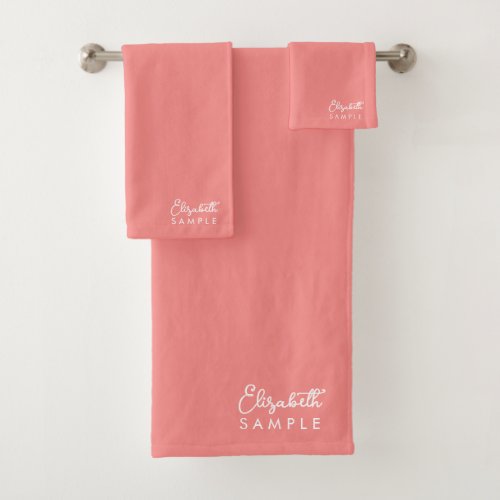 Modern Apricot Template Calligraphed Name Best Bath Towel Set