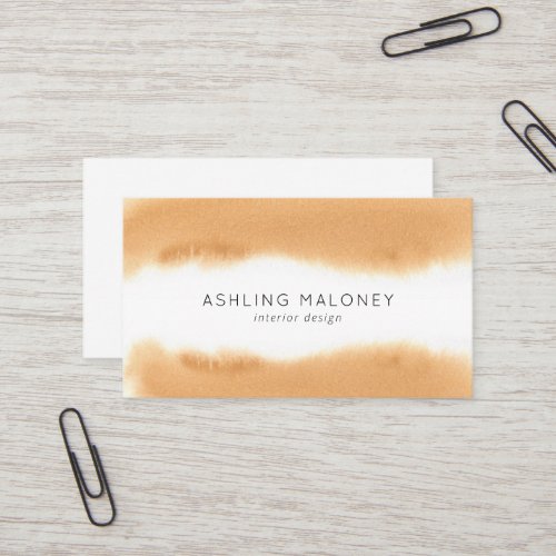 Modern Apricot Watercolor Natural Minimalist  Business Card
