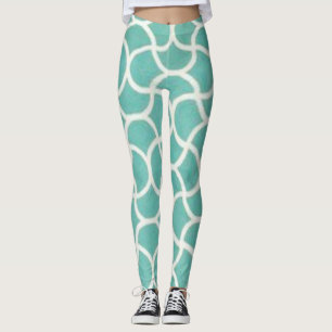 Modern Aqua Abstract Pattern Leggings