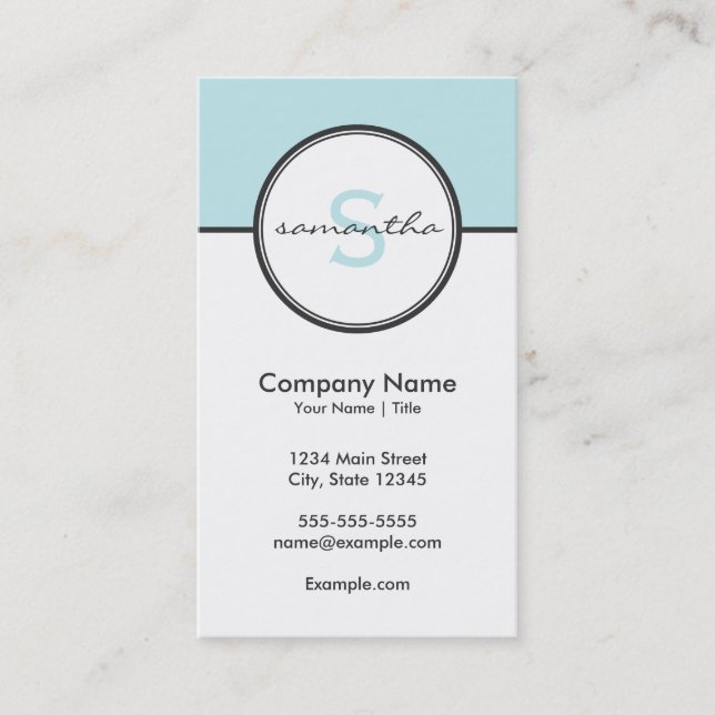 Modern Aqua and Gray Business Card (Front)