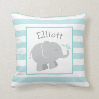 Modern Aqua and Gray Elephant Custom Monogram