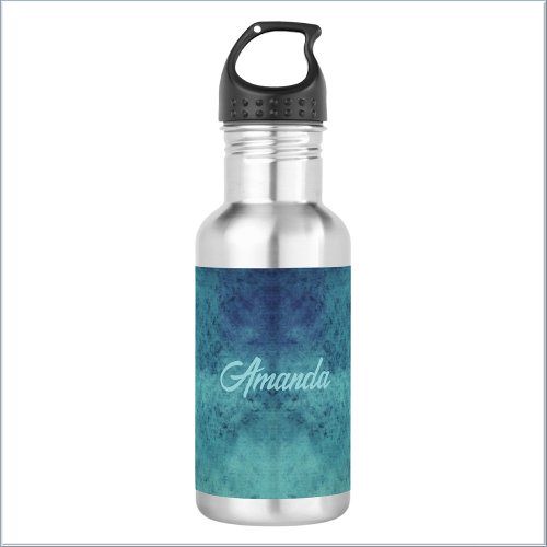 Modern Aqua and Purple Abstract Stainless Steel Water Bottle