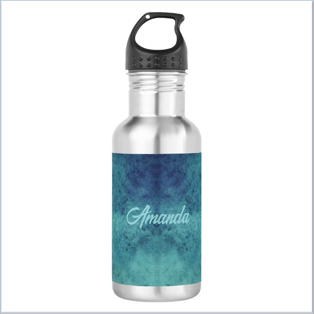 Modern Aqua and Purple Abstract Stainless Steel Water Bottle (Bookmark my store! https://www.zazzle.com/store/capricepetit/products)