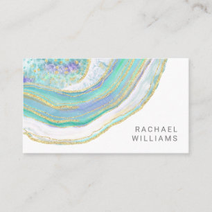 Modern Aqua and Purple Agate Stone Pattern Business Card