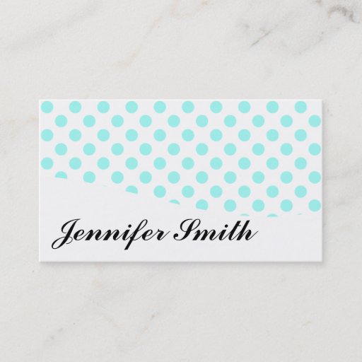 Customizable Modern Aqua and White Polka Dot Business Cards