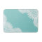 Modern Aqua Blue and White Floral Bath Mat