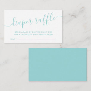 Modern Aqua Blue Baby Diaper Raffle Enclosure Car Card