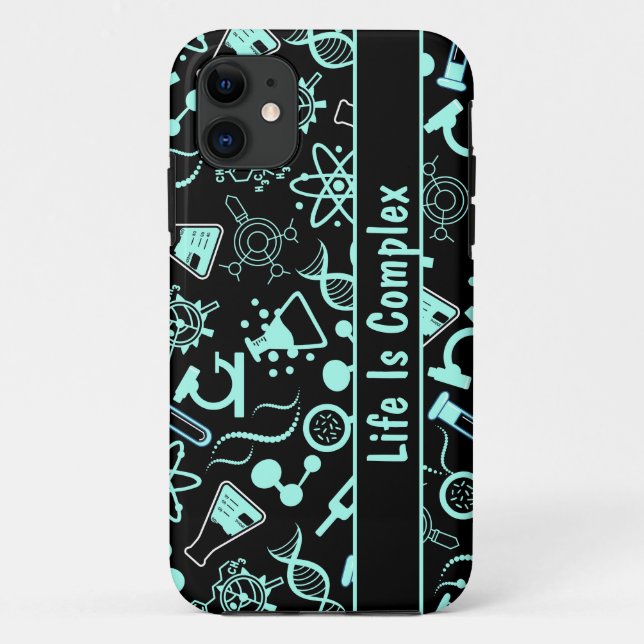 modern aqua blue biochemistry life is complex  Case-Mate iPhone case (Back)
