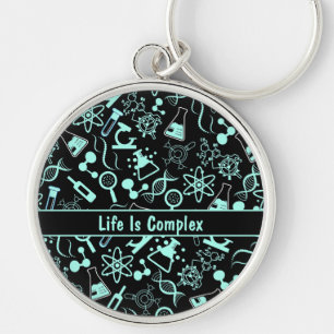 modern aqua blue biochemistry life is complex  keychain
